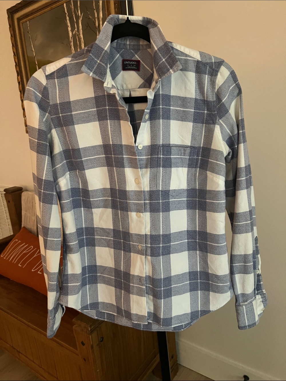 UNTUCKit White and Blue Plaid Button-Down Shirt